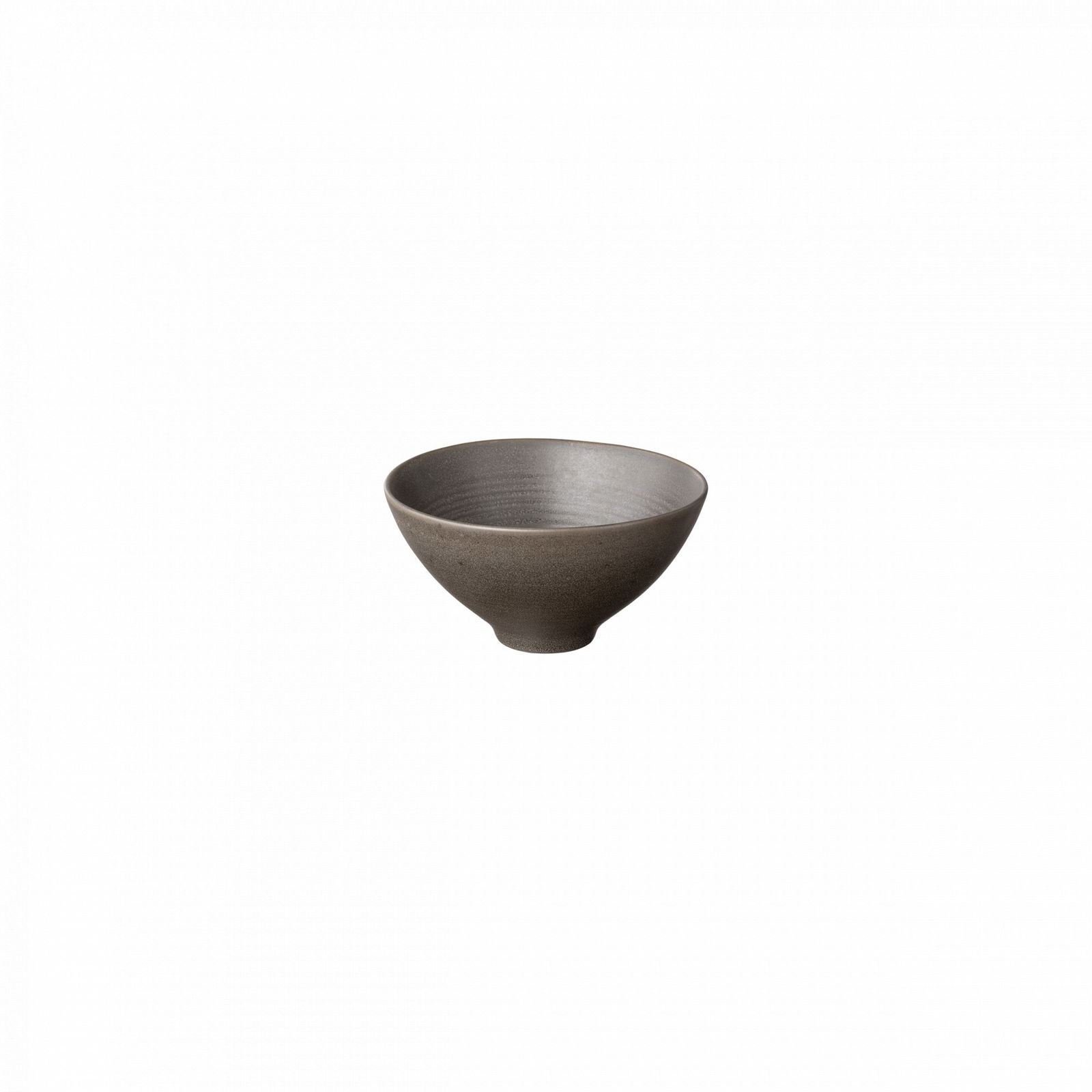 Elegant gray ceramic bowl with a subtle, textured finish on a black background.