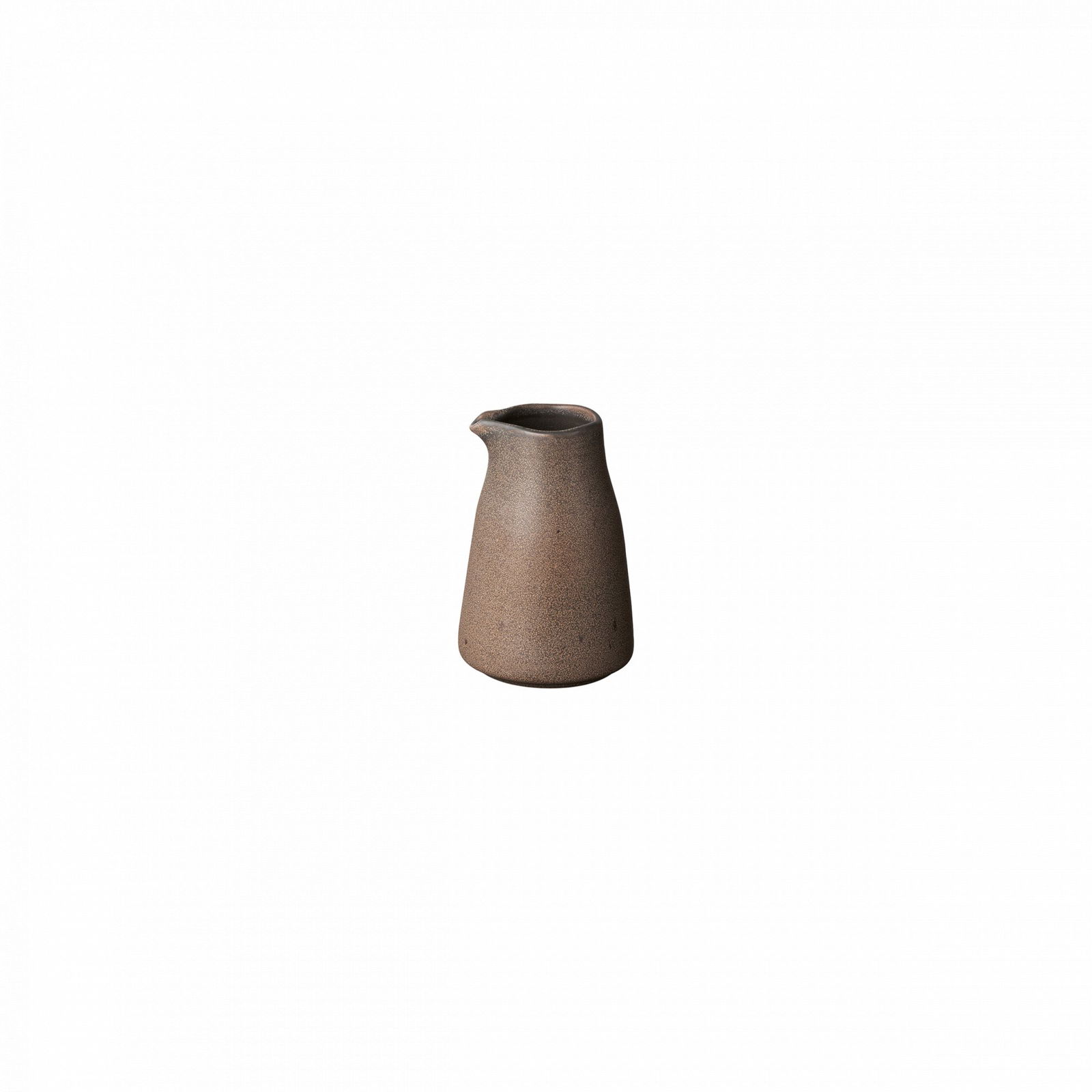 Handcrafted ceramic jug with a smooth, earthy finish on a black background.