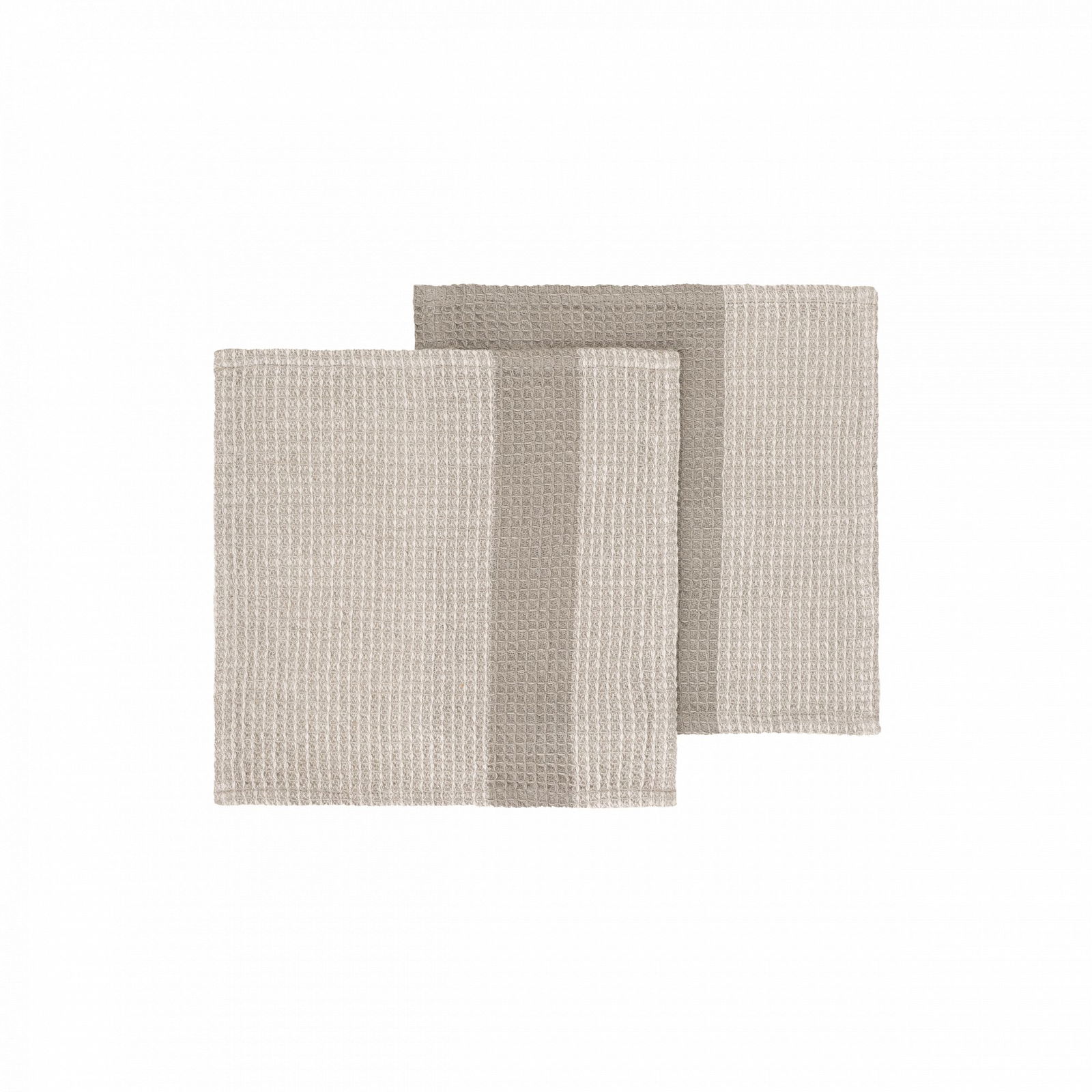 Zwei beige, strukturierte Stoffmuster elegant auf einem schwarzen Hintergrund präsentiert.