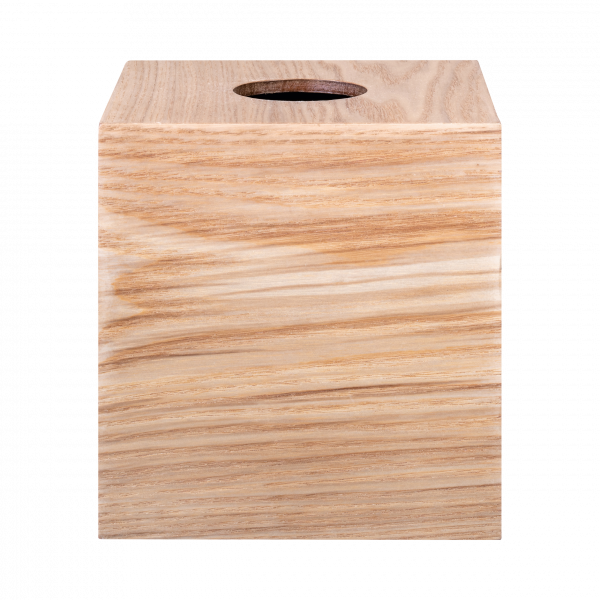 Naturales Holzblock mit einem runden Loch oben, ideal für Handwerk und Dekoration.