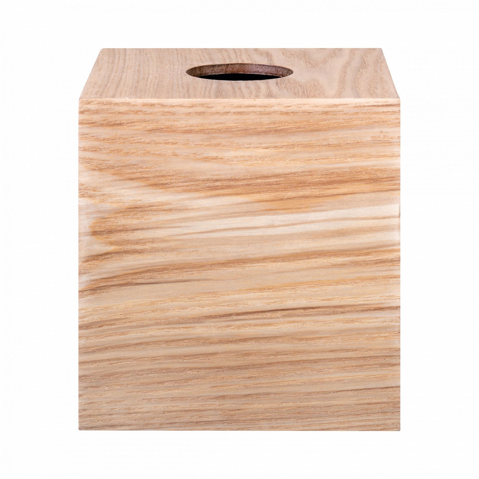 Naturales Holzblock mit einem runden Loch oben, ideal für Handwerk und Dekoration.