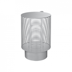 Modern white decorative lamp with a sleek metal design and intricate mesh pattern.