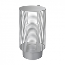 Modern white metal lamp with a sleek design and open mesh pattern for stylish lighting.