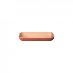 Elegant rectangular tray in warm earthy tones on a black background.