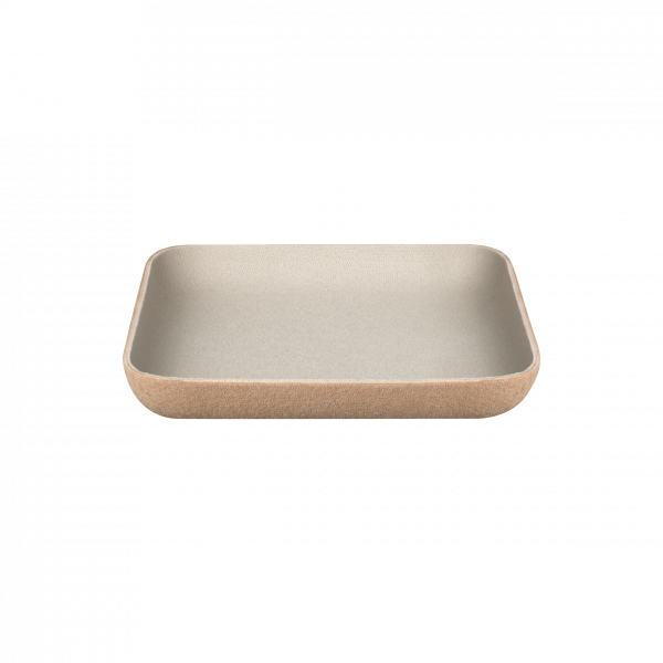 Stylish rectangular tray with a textured light-colored exterior and smooth interior.