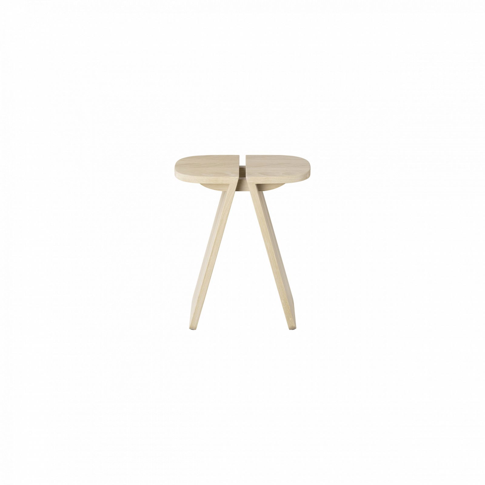 Minimalist wooden stool with a round seat and angled legs, perfect for modern decor.