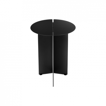 Moderner schwarzer runder Beistelltisch mit einem eleganten, minimalistischen Design.