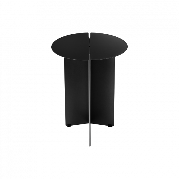 Moderner schwarzer runder Beistelltisch mit einem eleganten, minimalistischen Design.