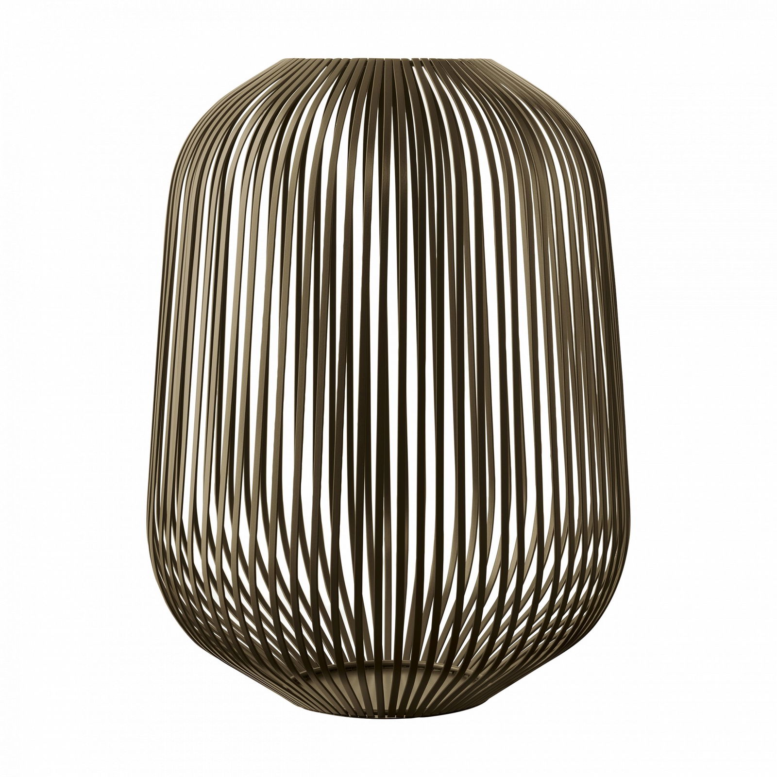 Elegante gewebte Metallvase mit modernem Design und schlanken Linien.