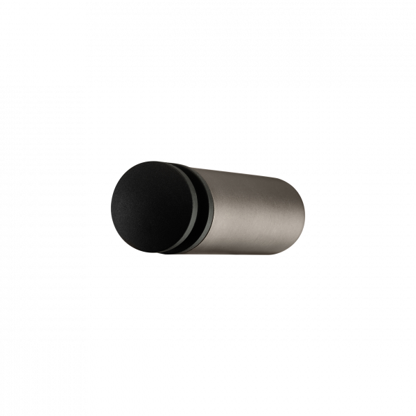 Stylish stainless steel travel mug with a black lid, perfect for on-the-go beverages.