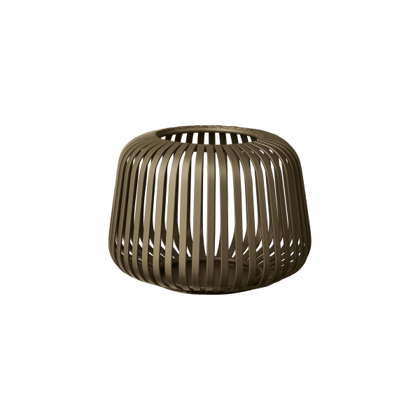 Elegante braune dekorative Vase mit modernem Streifenmuster für die Innendekoration.