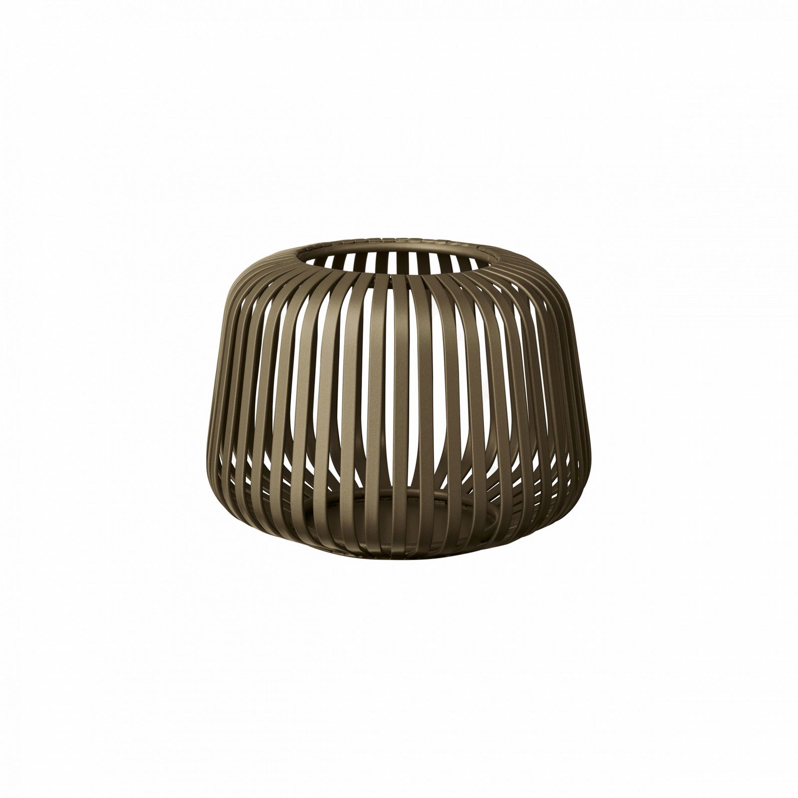 Elegante braune dekorative Vase mit modernem Streifenmuster für die Innendekoration.