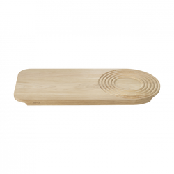 Elegant wooden serving board with a circular groove design for stylish presentation.