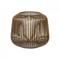 Modern wooden pendant lamp with an open slat design, perfect for stylish lighting decor.