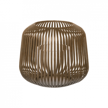 Modern wooden pendant lamp with an open slat design, perfect for stylish lighting decor.
