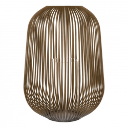 Modern woven pendant lamp with a warm brown finish, perfect for stylish interior decor.