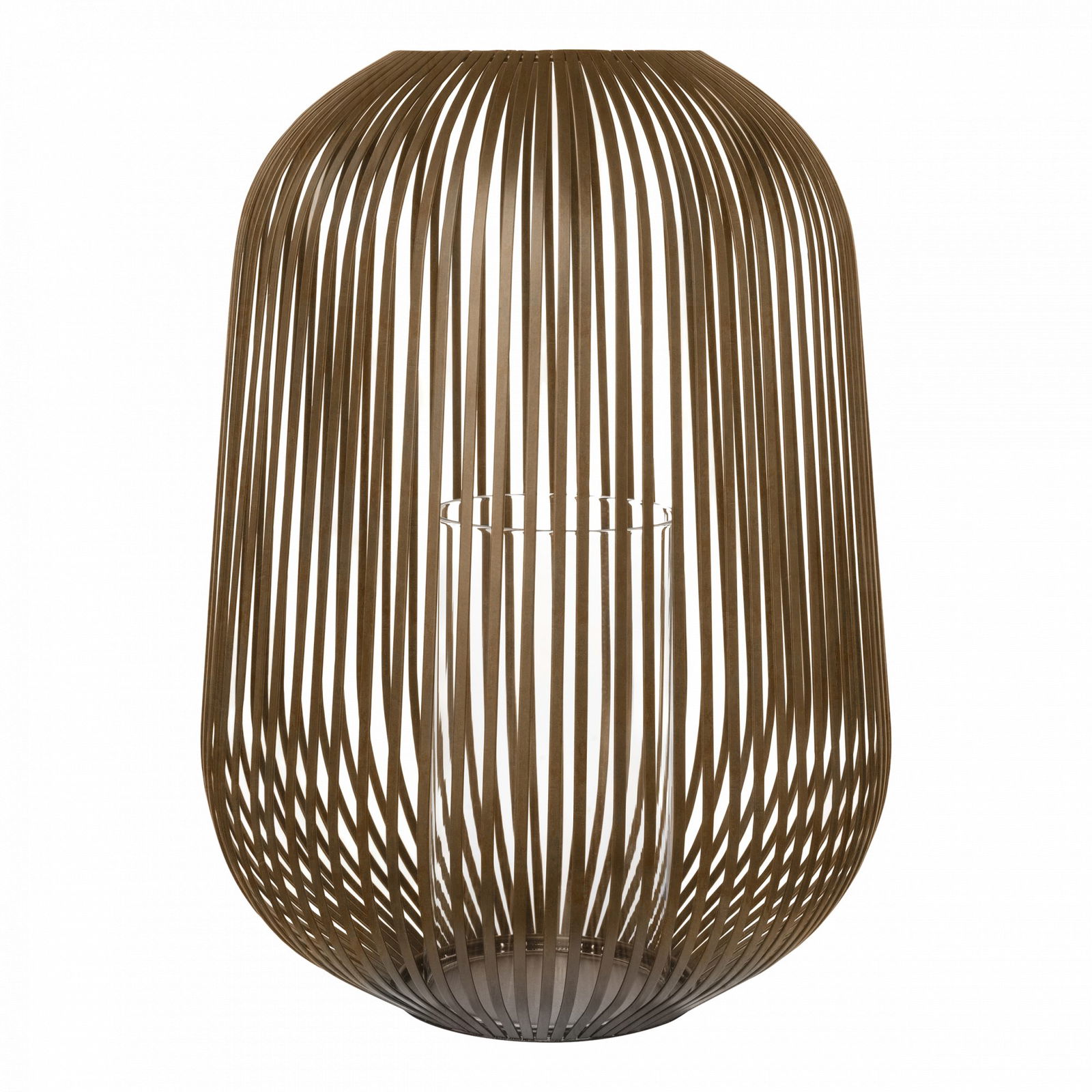 Moderne gewebte Pendelleuchte mit warmem braunen Finish, perfekt für stilvolle Innenraumgestaltung.