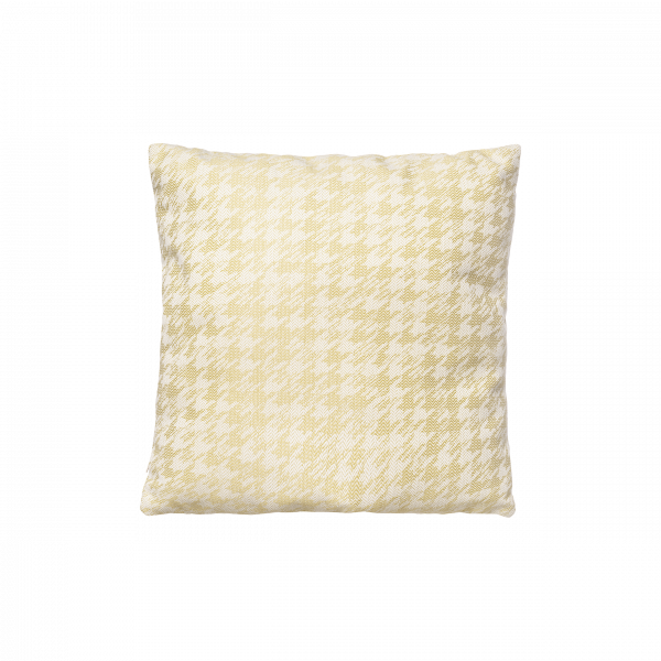 Stylish yellow houndstooth pattern decorative pillow for modern home decor.