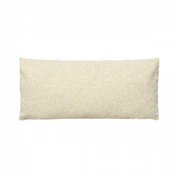 Textured yellow decorative pillow on a white background for home decor enhancement.