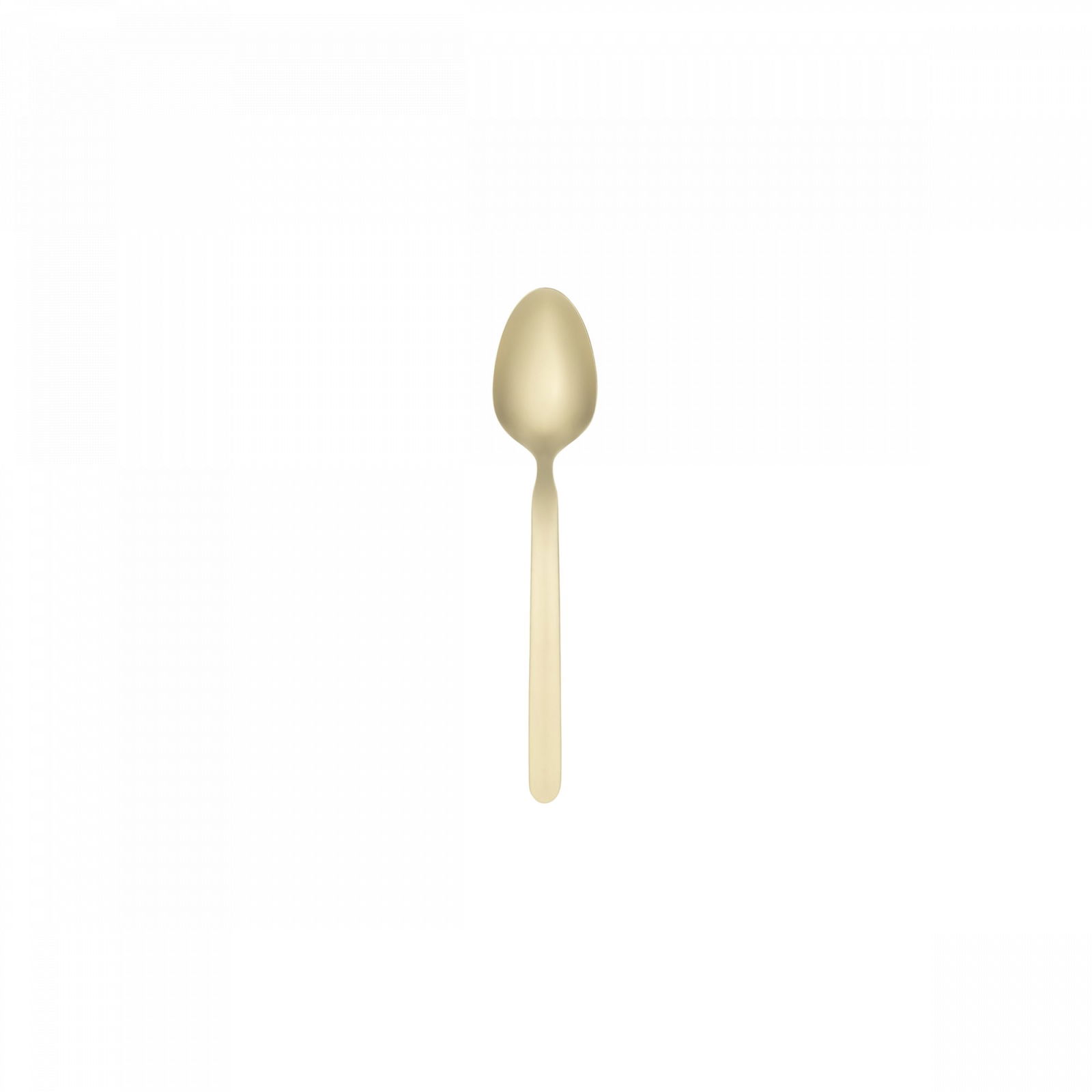 Elegant gold spoon on a white background, perfect for dining and decoration.