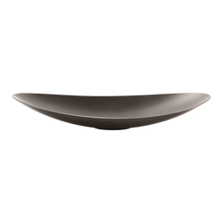 Elegant black ceramic bowl with a sleek curved design for modern dining.
