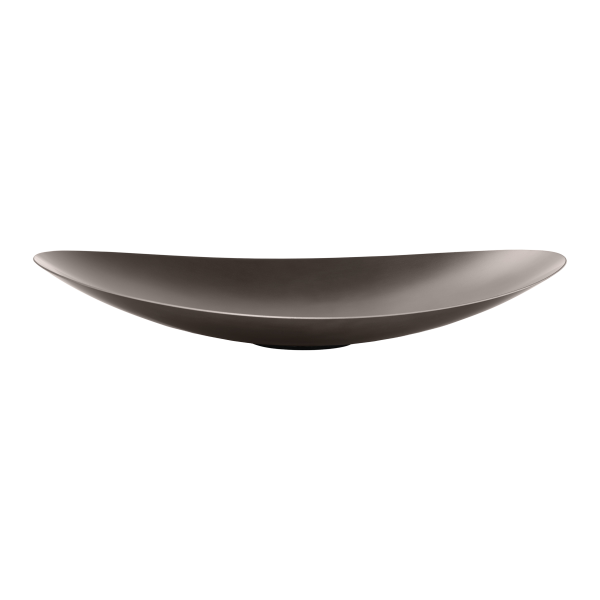Elegant black ceramic bowl with a sleek curved design for modern dining.