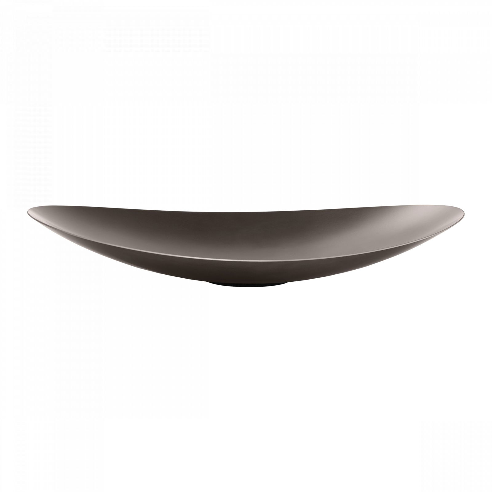 Elegant black ceramic bowl with a sleek curved design for modern dining.