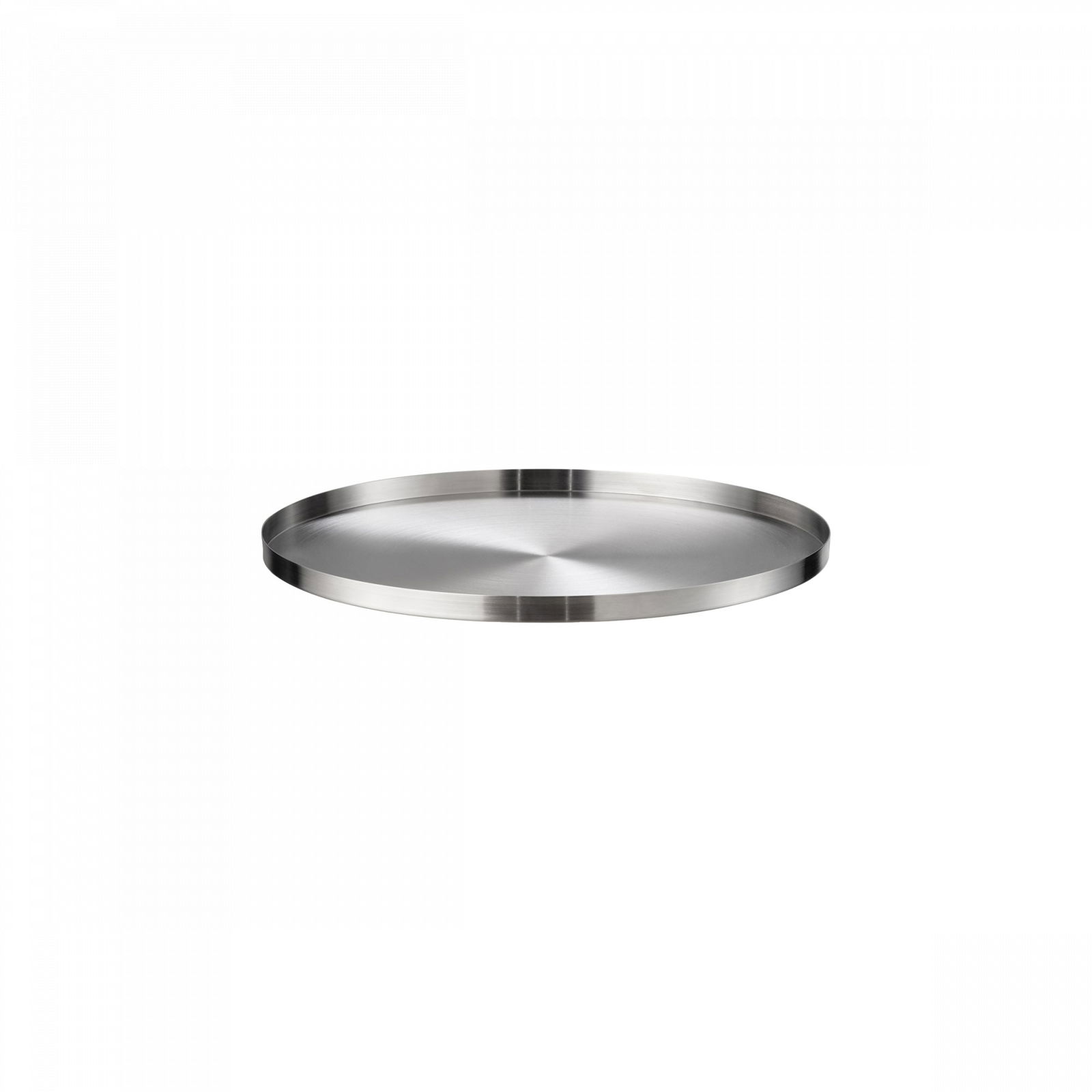 Stainless steel serving tray with a sleek, minimalist design on a white background.