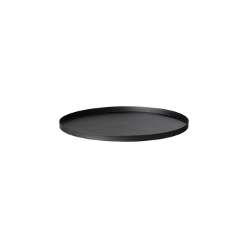 Elegantes schwarzes Serviertablett auf einem minimalistischen Hintergrund für moderne Wohnkultur.