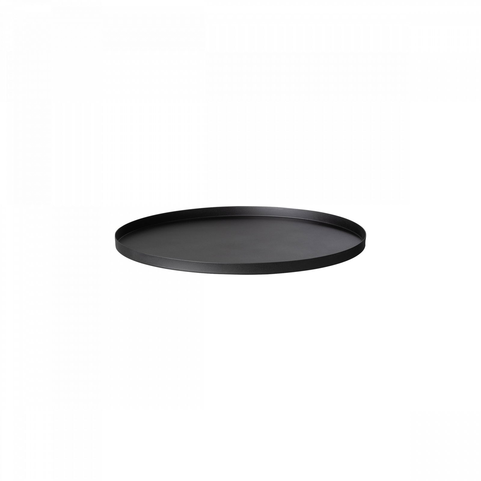 Elegantes schwarzes Serviertablett auf einem minimalistischen Hintergrund für moderne Wohnkultur.