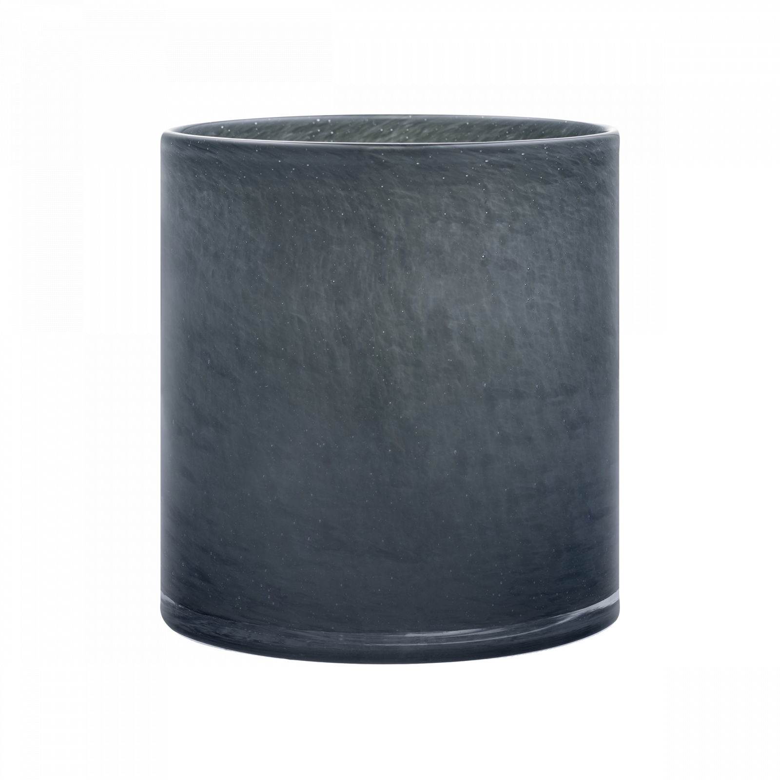 Elegant dark glass candle holder with a sleek, modern design.