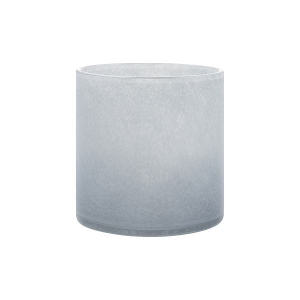 Frosted glass candle holder with a minimalist design for ambient lighting décor.