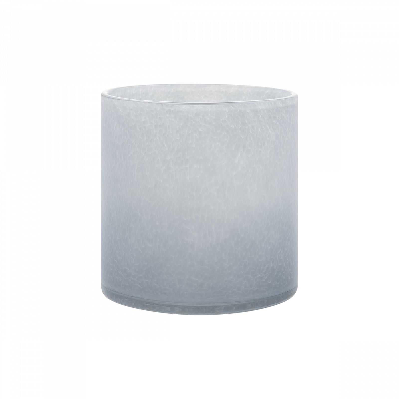 Frosted glass candle holder with a minimalist design for ambient lighting décor.