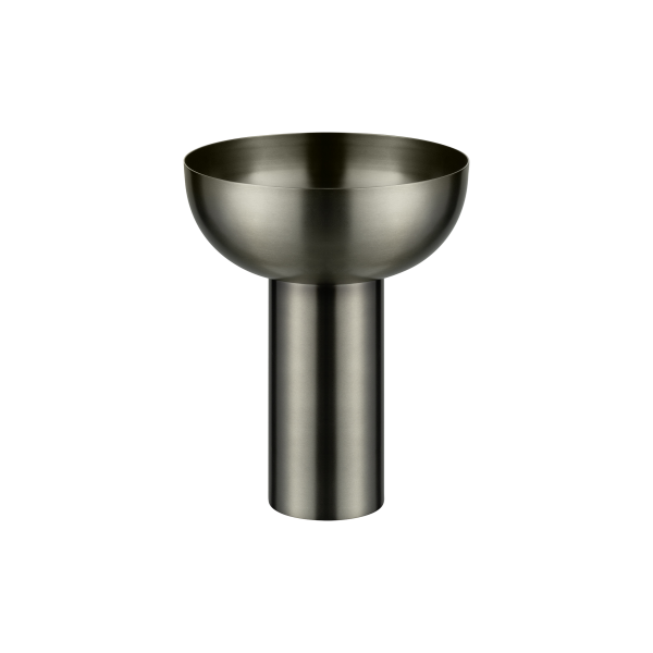 Elegante metallische moderne Schüssel auf einem stabilen Sockel für stilvolle Wohnkultur.
