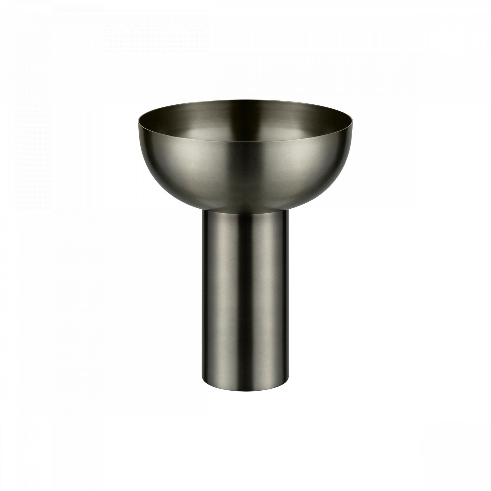 Elegante metallische moderne Schüssel auf einem stabilen Sockel für stilvolle Wohnkultur.
