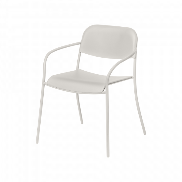 Stylish white chair with armrests, perfect for modern home or office decor.