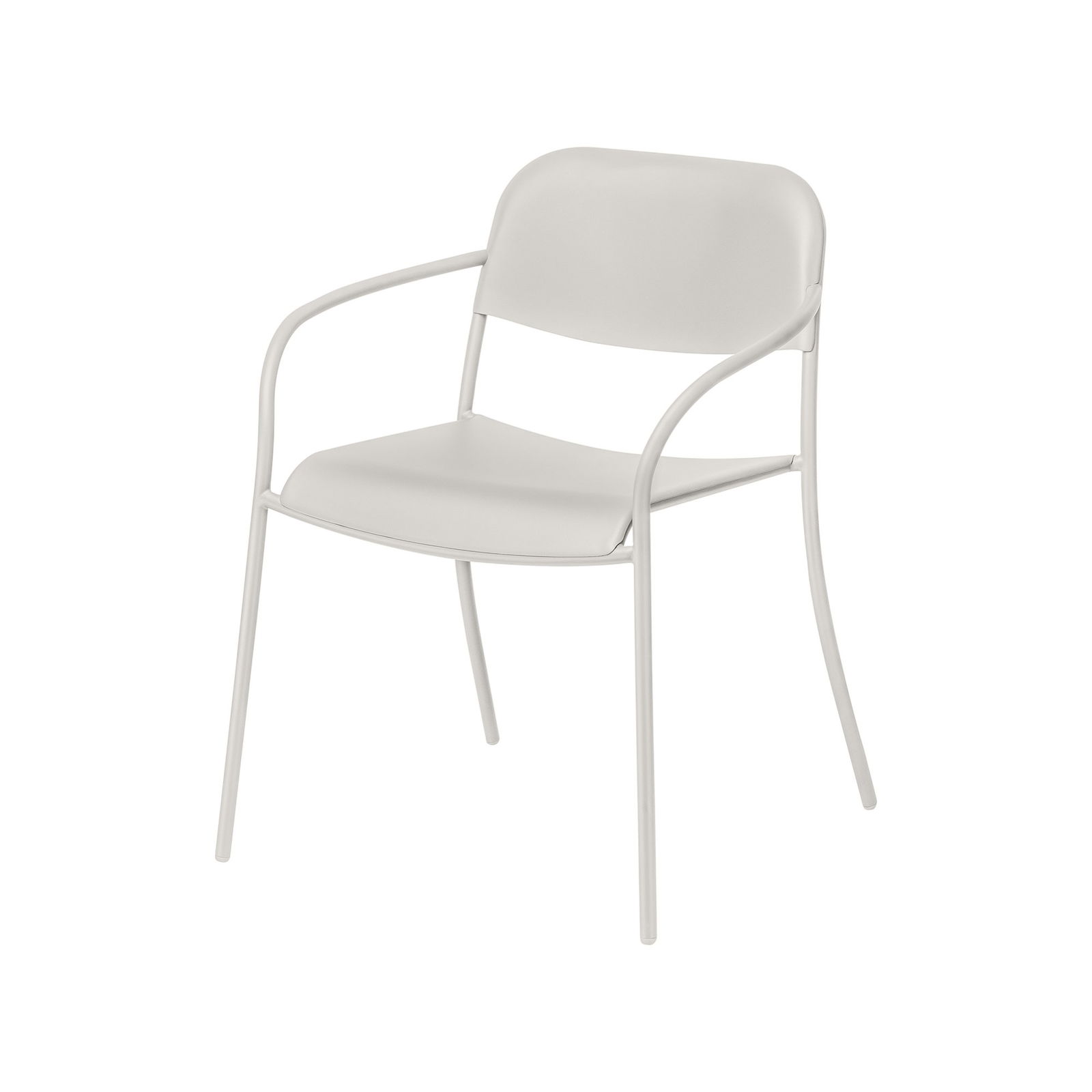 Stylish white chair with armrests, perfect for modern home or office decor.