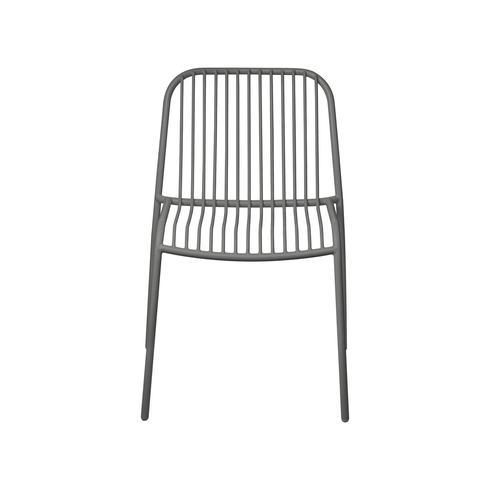Modern gray chair with a minimalist design and vertical slats, perfect for contemporary spaces.
