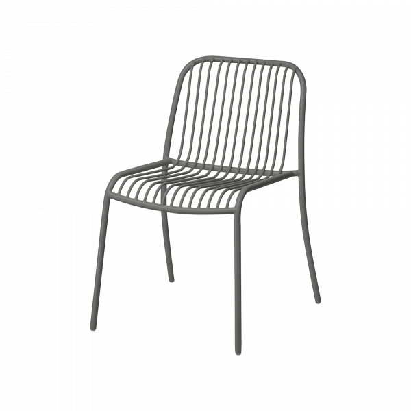 Modern metallic chair with sleek lines and minimalist design for stylish seating.