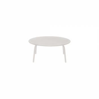 Moderner runder weißer Couchtisch mit schlanken Beinen, perfekt für zeitgemäße Wohnräume.