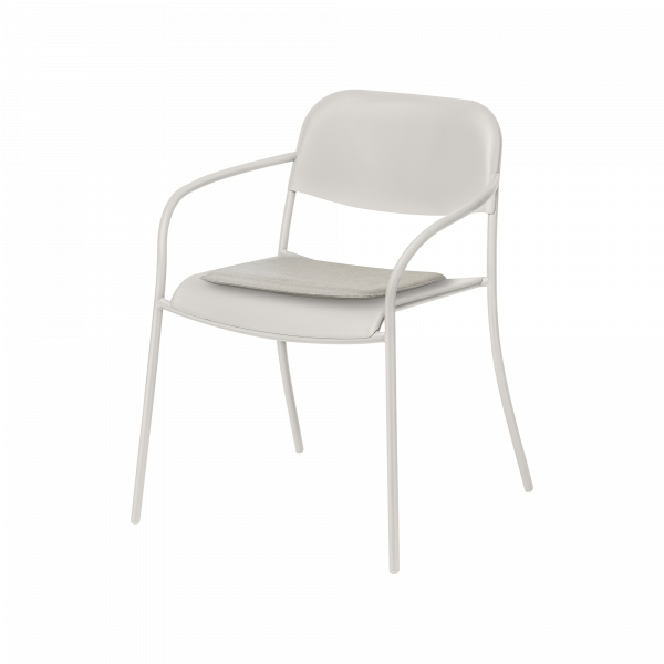 Stylish white chair with a minimalist design and comfortable seating.