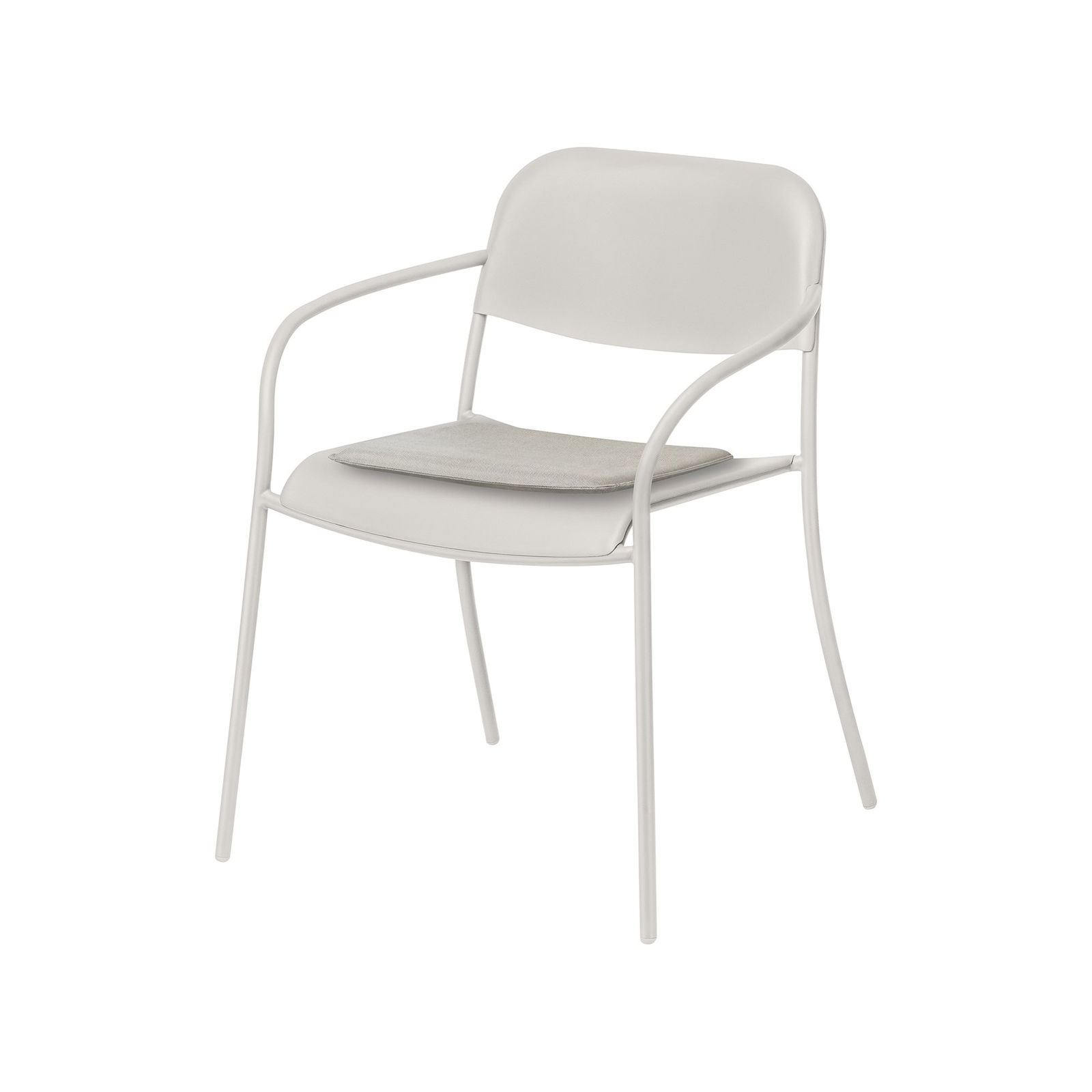 Stylish white chair with a minimalist design and comfortable seating.