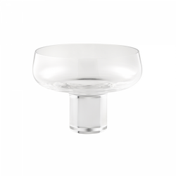 Clear glass dessert bowl with a stylish pedestal base for elegant serving.