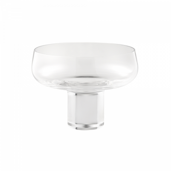Clear glass dessert bowl with a stylish pedestal base for elegant serving.