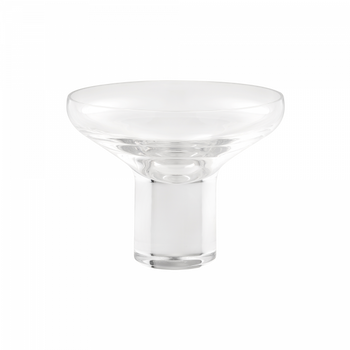 Klare Glas-Dekoschale mit weitem Rand und stabilem Fuß.