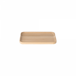 "Minimalistische Holzentablett mit glatter Oberfläche und erhöhten Kanten."
