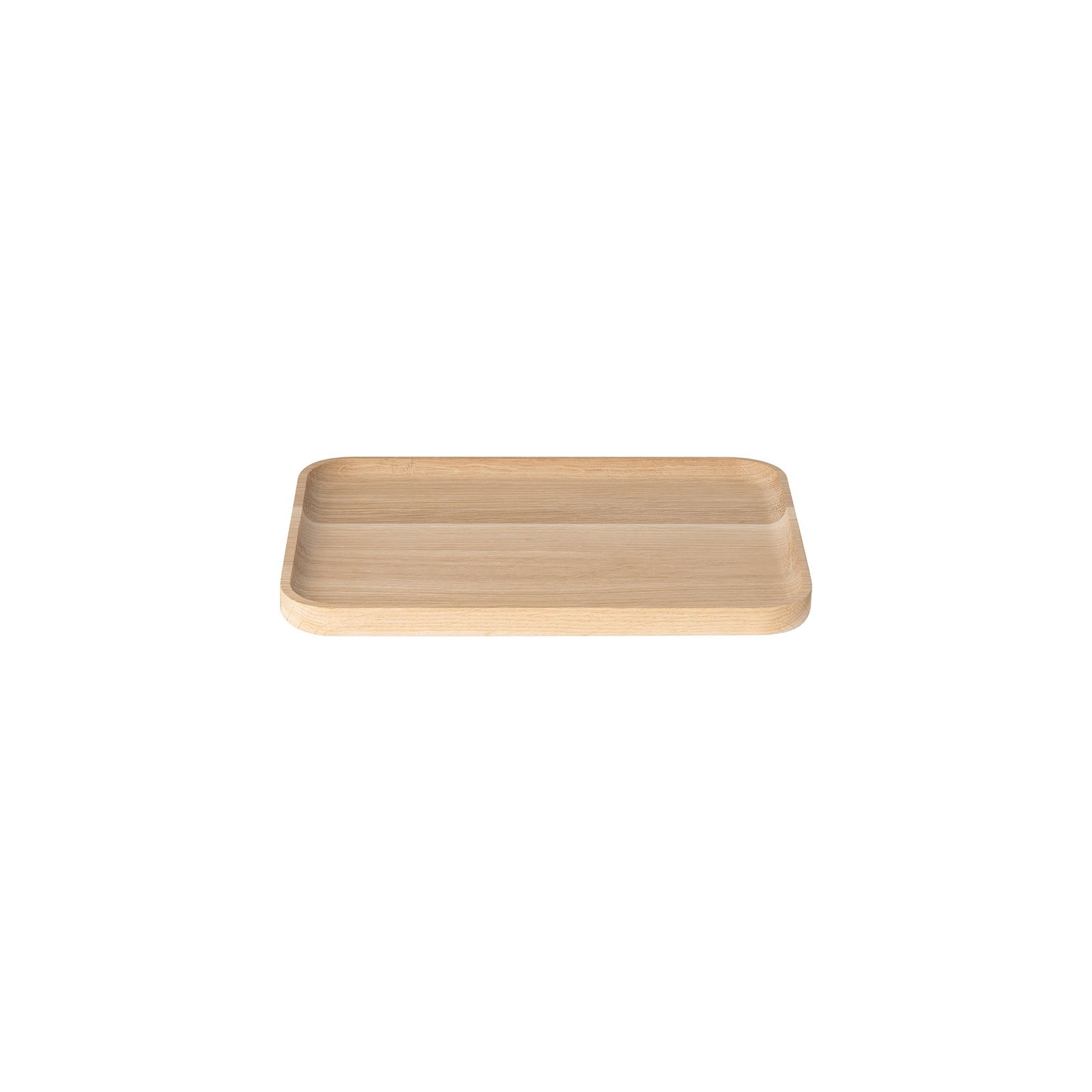 "Minimalistische Holzentablett mit glatter Oberfläche und erhöhten Kanten."