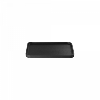 Black wooden serving tray on a white background, ideal for home decor and dining.