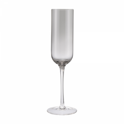 Elegant empty champagne flute glass on a white background.