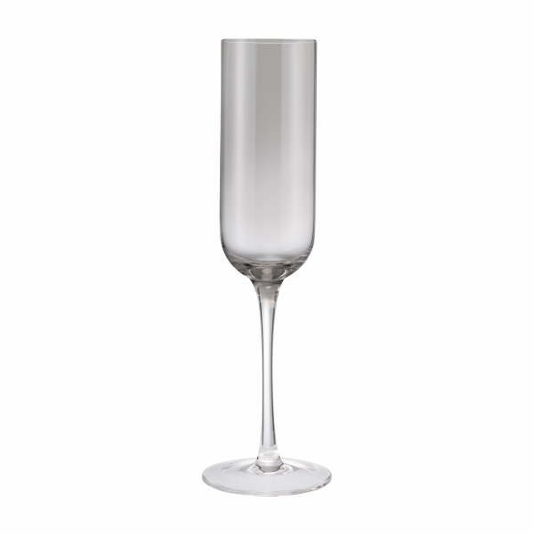 Elegantes leeres Champagnerglas auf weißem Hintergrund.